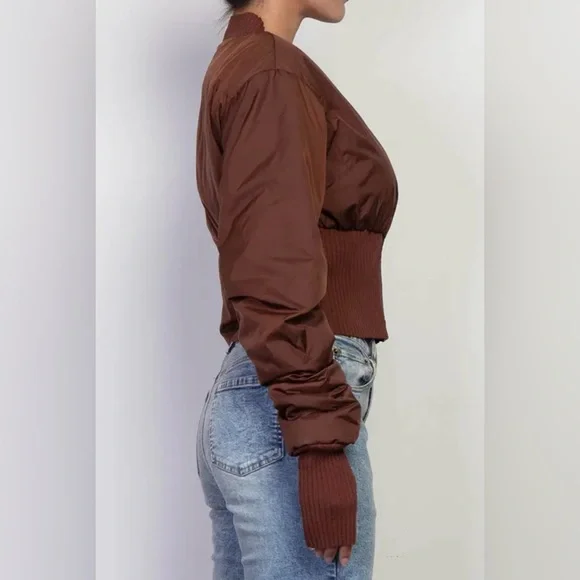 Brown Baddie Crop Jacket - Picture 5 of 8
